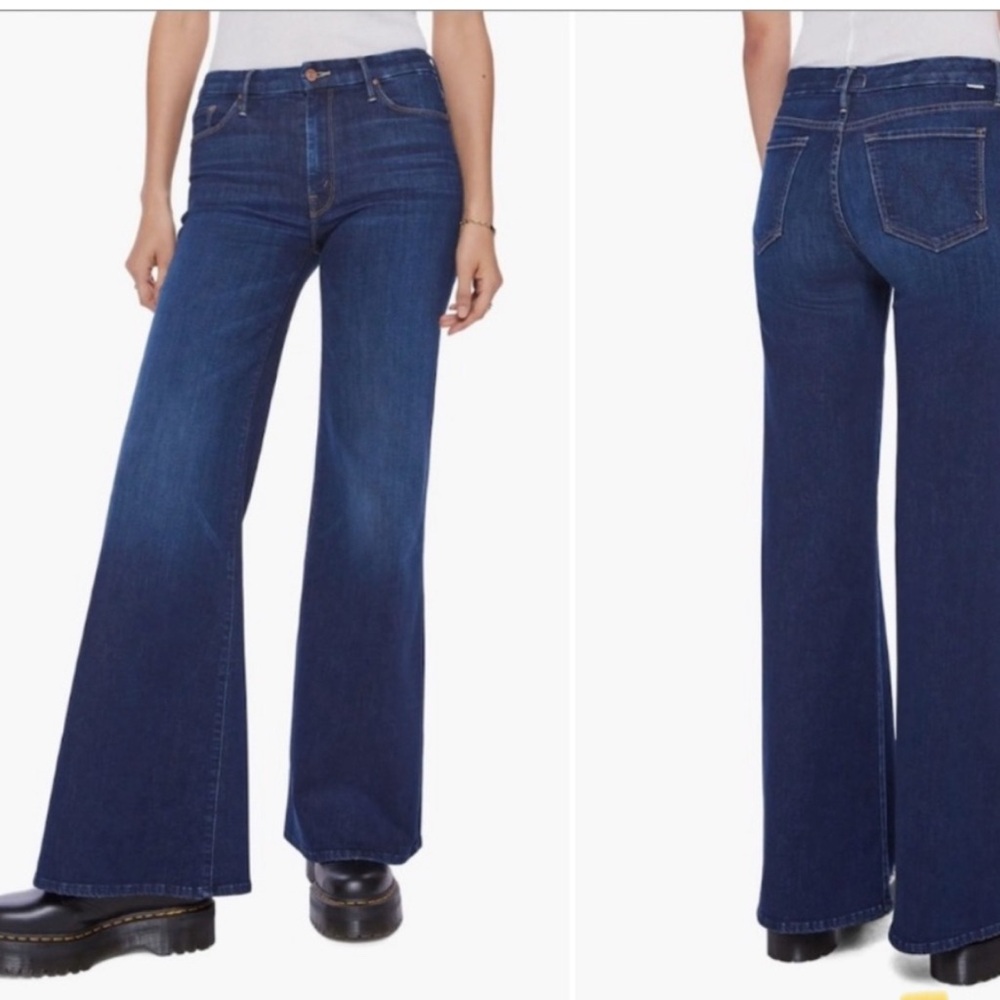 NWT MOTHER The Hustler Roller Sneak Jeans Size 27 Off Limits Dark Wash W…